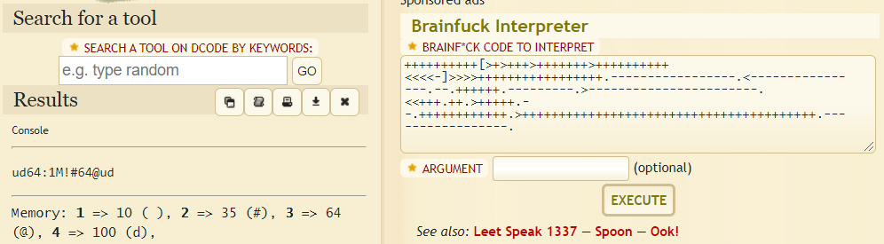interpreted brainfuck